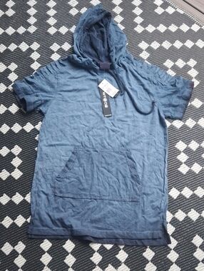 WT 02 Navy Blue Short-Sleeve Hoodie